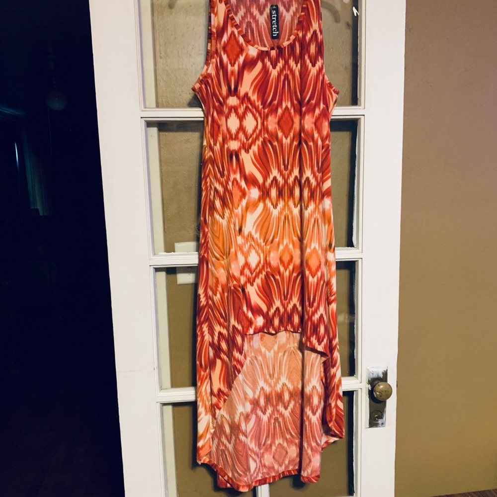 Orange multi colored hi-low maxi dress by Rouge